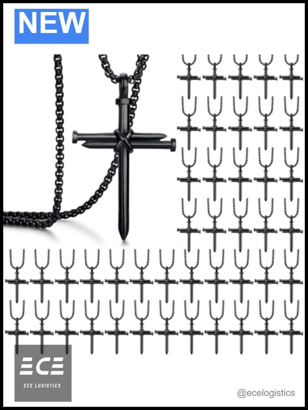 Stainless Steel Nail Cross Necklace 24 In Christian Men's Religious Jewelry